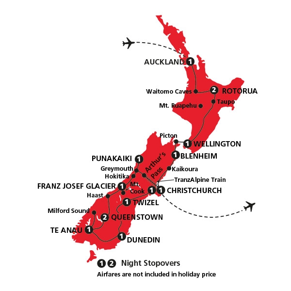 New Zealand Escorted Tours Allinclusive & Guided About New Zealand